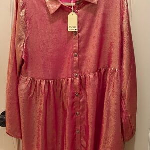 JODIFL Metallic Rose Button-Down Dress